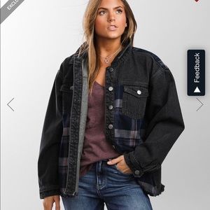 BKE Pieced Plaid Denim Jacket